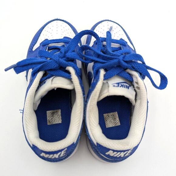 Nike Dunk Low Trainers Shoes Round Toe White Hyper Royal Size US11C EU28 - Picture 8 of 11